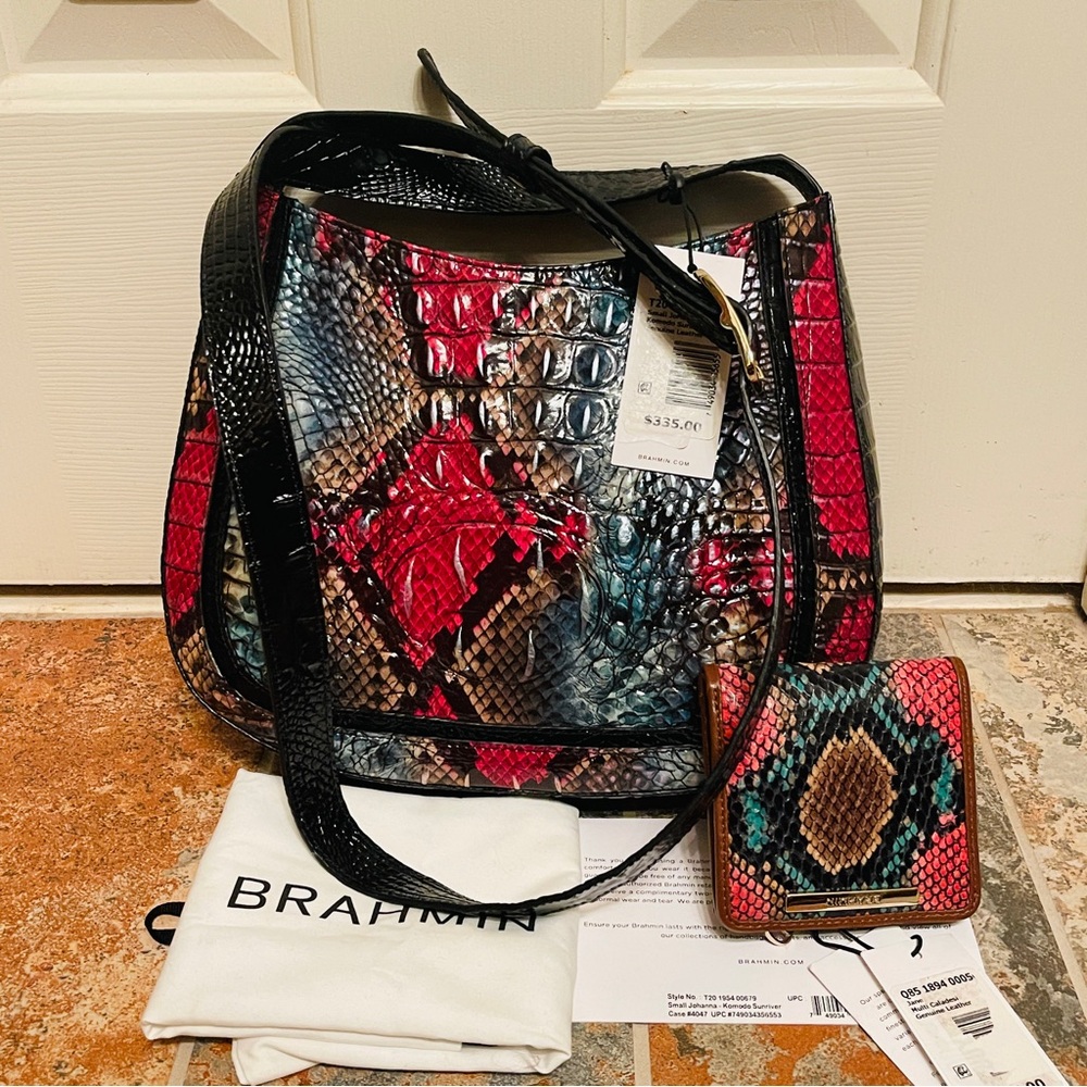 NWT!HARD TO FIND! BRAHMIN SMALL JOHANNA IN SUNRIVER KOMOD! Jane Wallet Included. - Picture 10 of 13